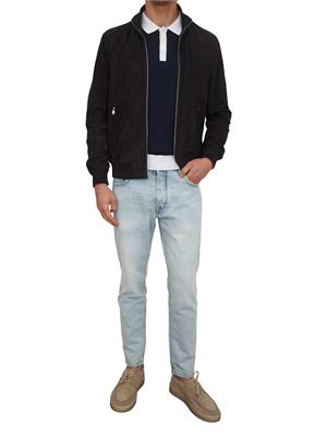 Polo maglia Peuterey uomo in cotone blu con profili in UOMO
