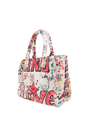 Borsa Beach Pinko in canvas con stampa urban in DONNA