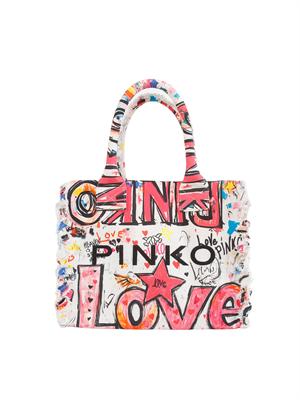 Borsa Beach Pinko in canvas con stampa urban in DONNA