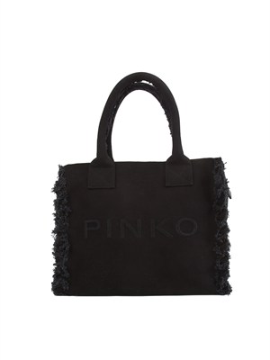 Borsa Beach Pinko in canvas nera in DONNA