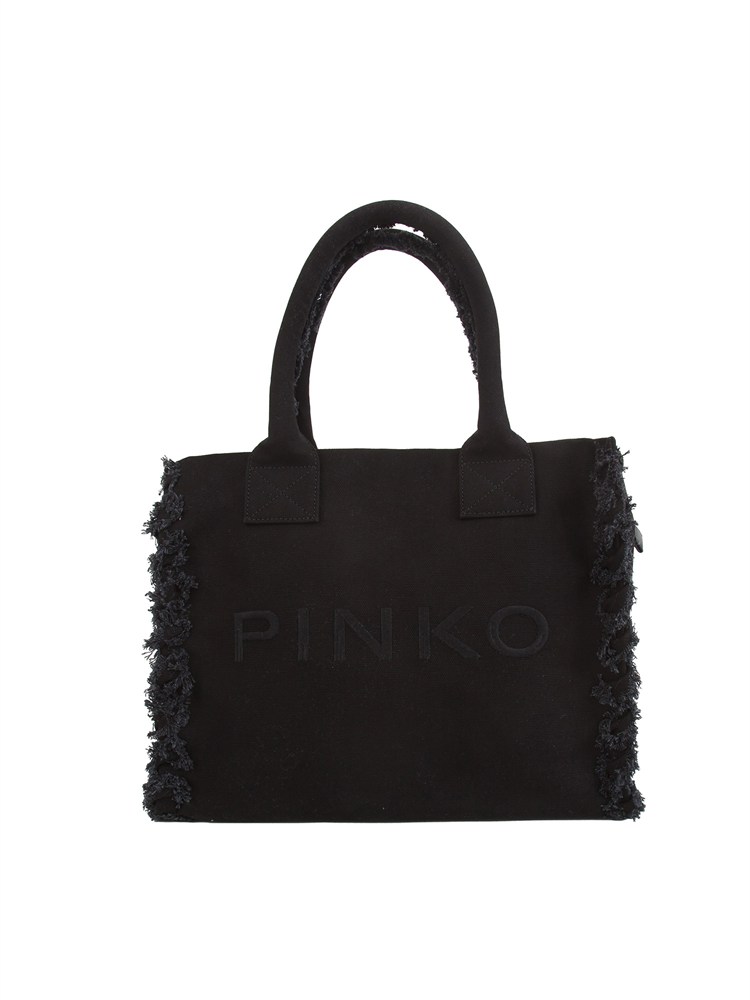 Borsa Beach Pinko in canvas nera