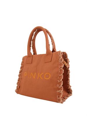 Borsa Beach Pinko in canvas color cuoio in DONNA