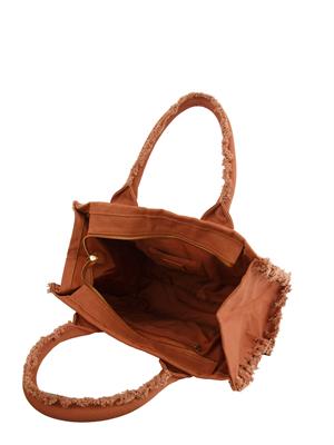Borsa Beach Pinko in canvas color cuoio in DONNA