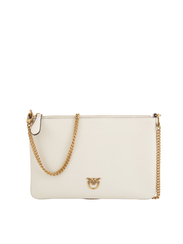 Pochette piatta Pinko in pelle bianco panna