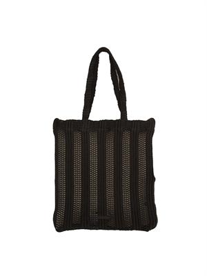Borsa Pinko in rafia traforata nera con ricamo logo in DONNA