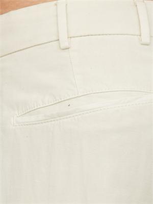 Pantaloni PT Torino in herringbone di cotone e lino beige in UOMO