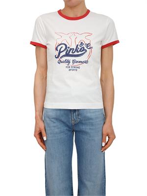 T-shirt Imperia Pinko in cotone bianco stampa logo in DONNA