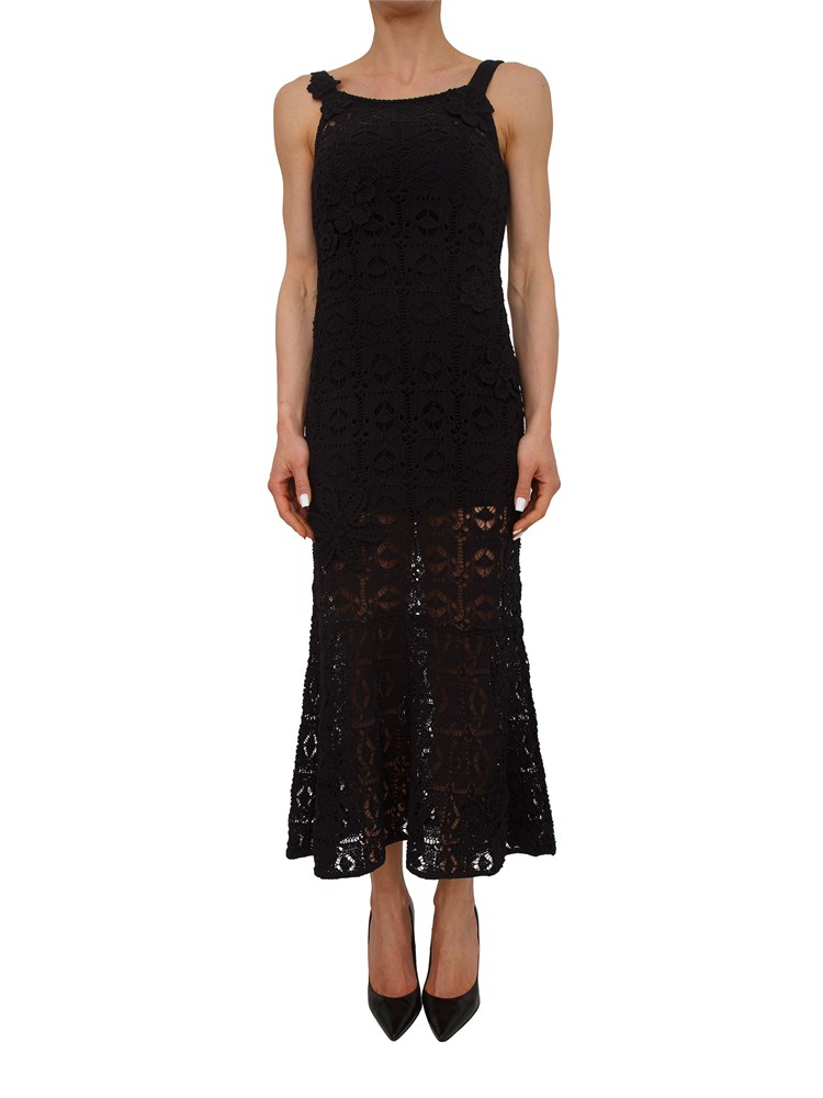 Abito Juncus Pinko in crochet nero con sottoveste