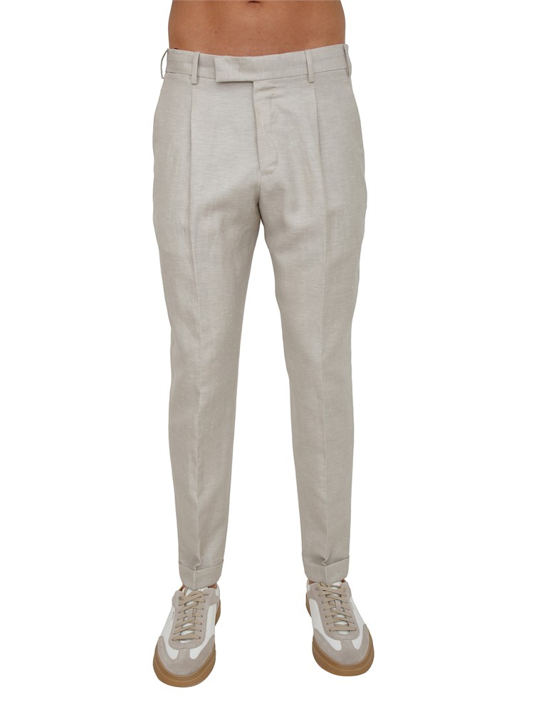 Pantaloni PT Torino in misto lana e lino beige