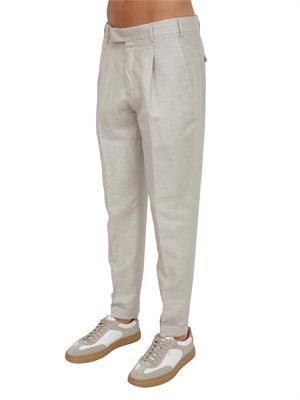 Pantaloni PT Torino in misto lana e lino beige in UOMO