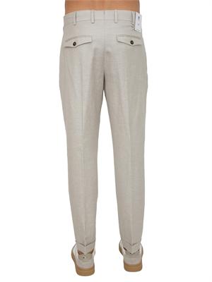 Pantaloni PT Torino in misto lana e lino beige in UOMO