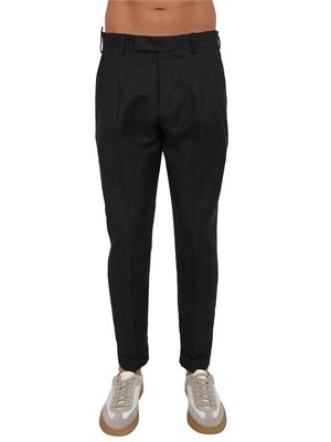 Pantaloni neri PT Torino in misto lana e lino in UOMO