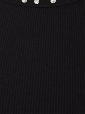 Top Redbull Pinko in cotone nero scollo cristalli in DONNA