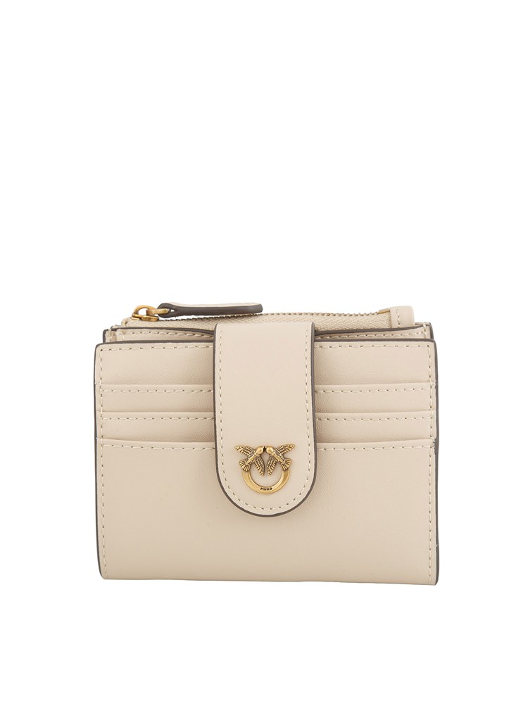 Piccolo portafoglio Pinko in pelle beige