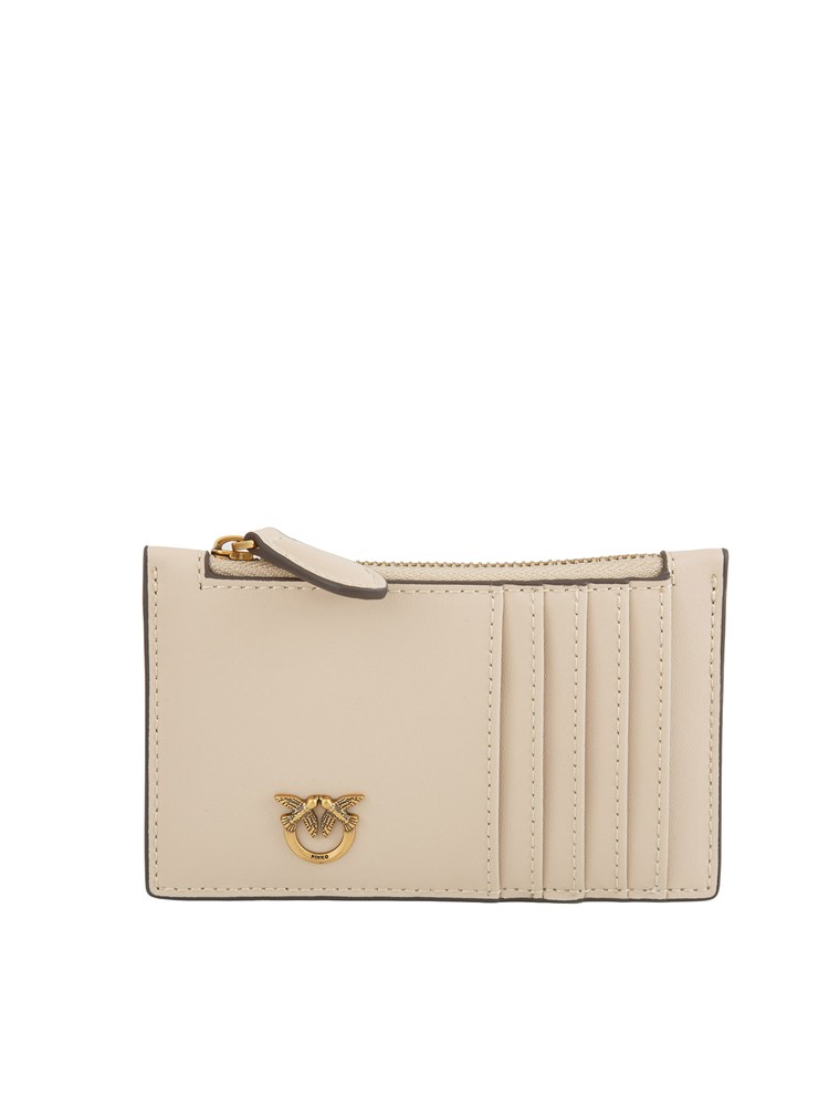 Porta carte di credito Pinko in pelle beige