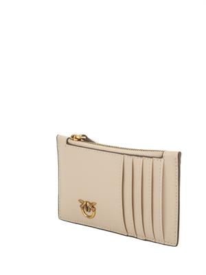 Porta carte di credito Pinko in pelle beige in DONNA