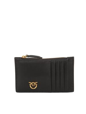 Porta carte di credito Pinko in pelle nera in DONNA
