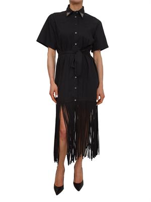 Abito texano Avigliano Pinko in cotone nero con frange in DONNA