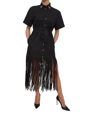 Abito texano Avigliano Pinko in cotone nero con frange in DONNA