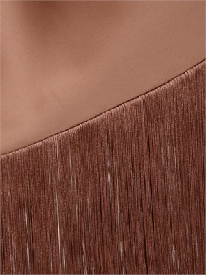Abito Kiwi Pinko in satin marrone con frange in DONNA