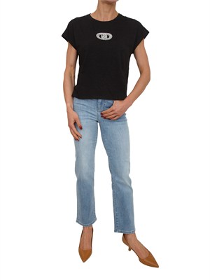 T-shirt Liu Jo donna misto cotone nera con strass in DONNA
