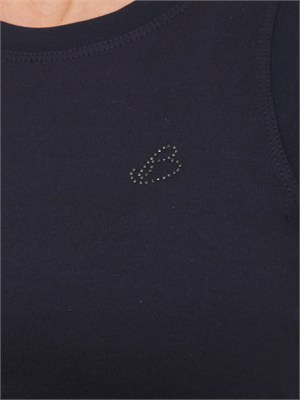 Canotta Blugirl in cotone blu con logo strass in DONNA