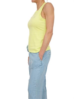 Canotta Blugirl in cotone verde con logo strass in DONNA