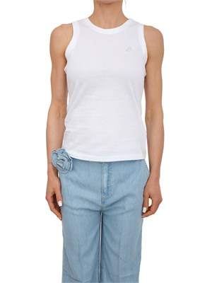 Canotta Blugirl in cotone bianco con logo strass in DONNA