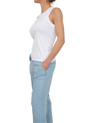 Canotta Blugirl in cotone bianco con logo strass in DONNA