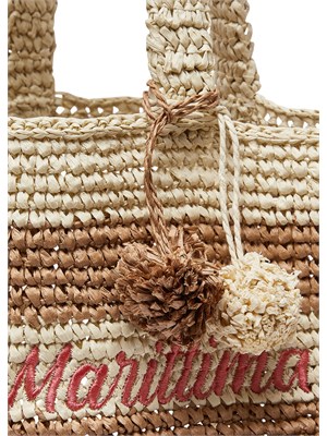 Borsa Liu Jo donna in paglia con fantasia rigata marrone in DONNA