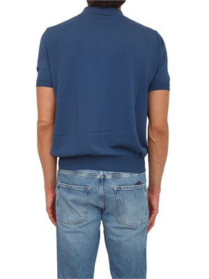 Polo con zip Canali in cotone Giza blu in UOMO