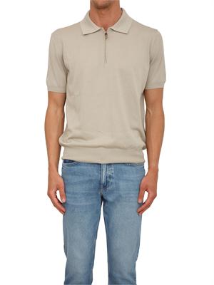 Polo con zip Canali in cotone Giza beige in UOMO
