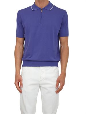 Maglia polo Canali in cotone Giza blu viola in UOMO