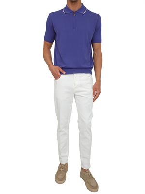 Maglia polo Canali in cotone Giza blu viola in UOMO