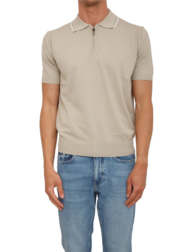 Maglia polo Canali in cotone Giza beige