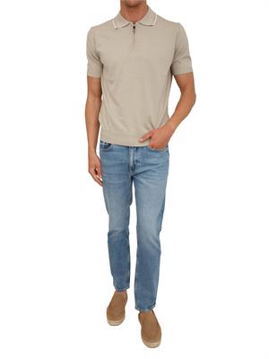 Maglia polo Canali in cotone Giza beige in UOMO