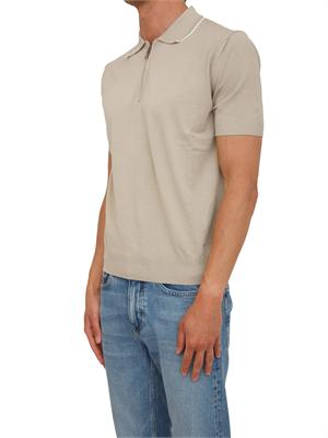 Maglia polo Canali in cotone Giza beige in UOMO