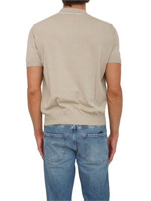 Maglia polo Canali in cotone Giza beige in UOMO