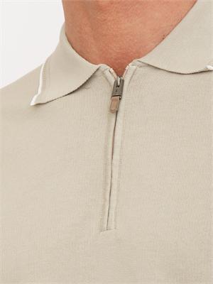 Maglia polo Canali in cotone Giza beige in UOMO