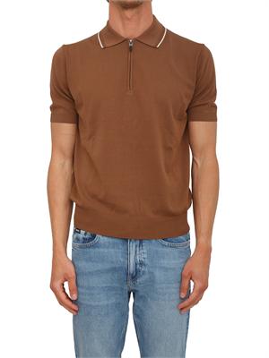 Maglia polo Canali in cotone Giza marrone in UOMO