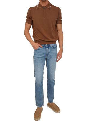 Maglia polo Canali in cotone Giza marrone in UOMO