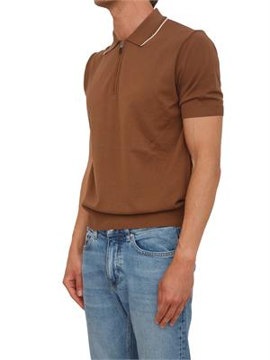 Maglia polo Canali in cotone Giza marrone in UOMO