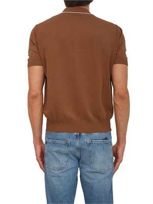Maglia polo Canali in cotone Giza marrone in UOMO