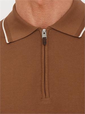 Maglia polo Canali in cotone Giza marrone in UOMO
