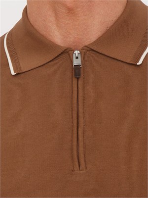 Maglia polo Canali in cotone Giza marrone in UOMO