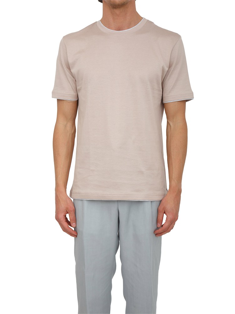 T-shirt Eleventy uomo in pregiato cotone rosa antico