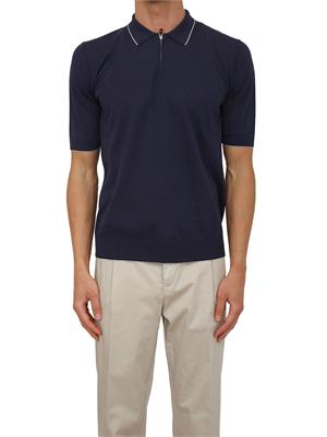 Polo mezza sip Eleventy uomo misto lino e cotone blu in UOMO