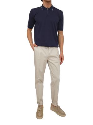 Polo mezza sip Eleventy uomo misto lino e cotone blu in UOMO