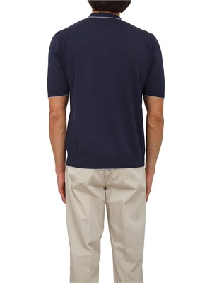 Polo mezza sip Eleventy uomo misto lino e cotone blu in UOMO