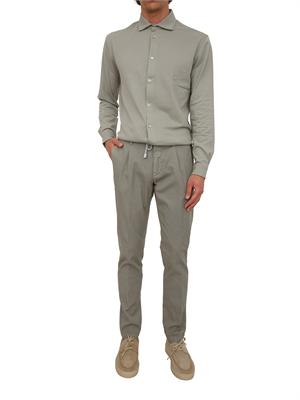Camicia Eleventy uomo in piquet di cotone verde in UOMO